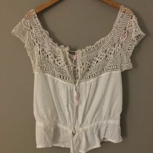 Vintage French Victorian off the shoulder blouse